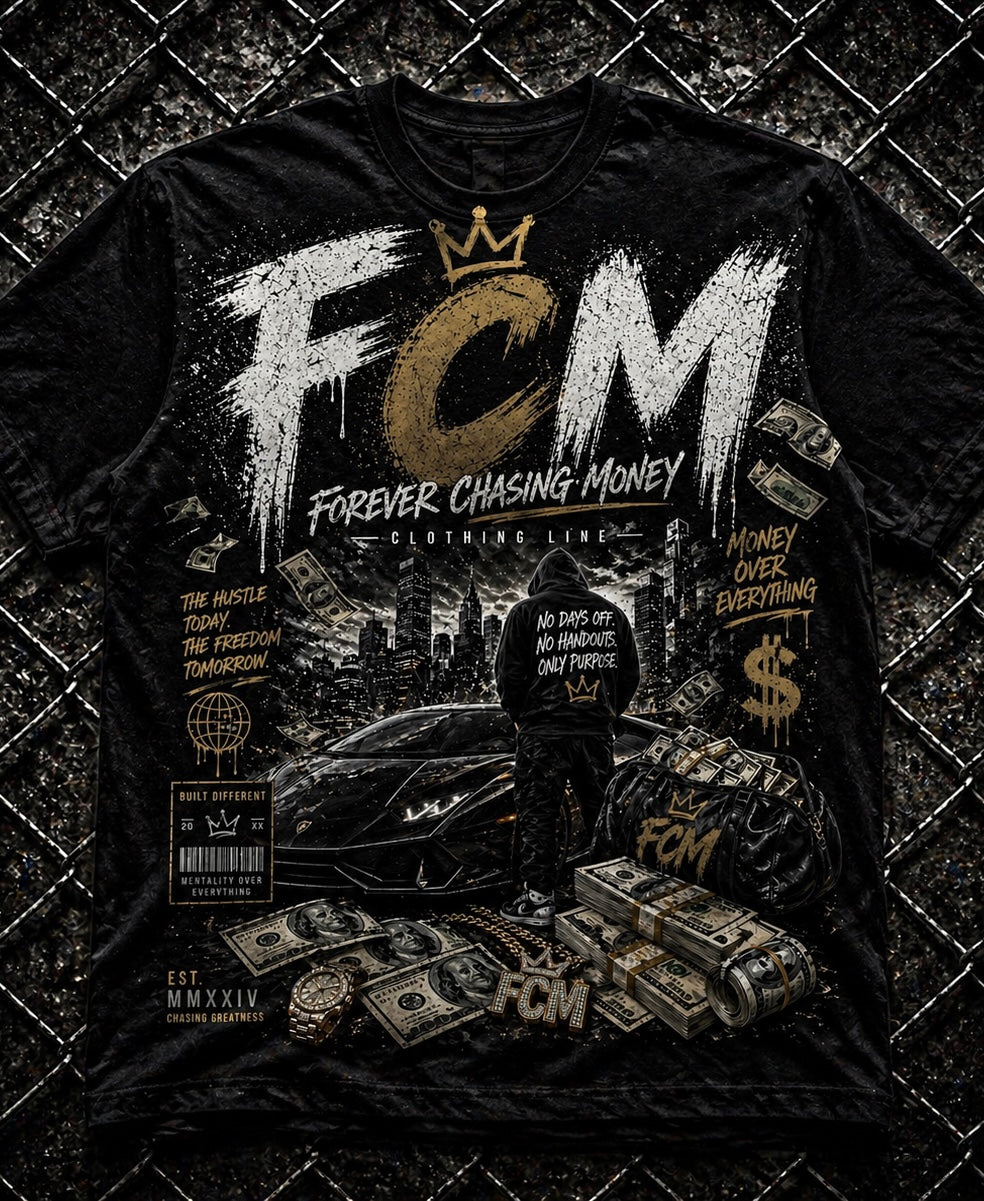 FCM Signature Hustle Tee | Forever Chasing Money Graphic Shirt | Limited Streetwear Drop