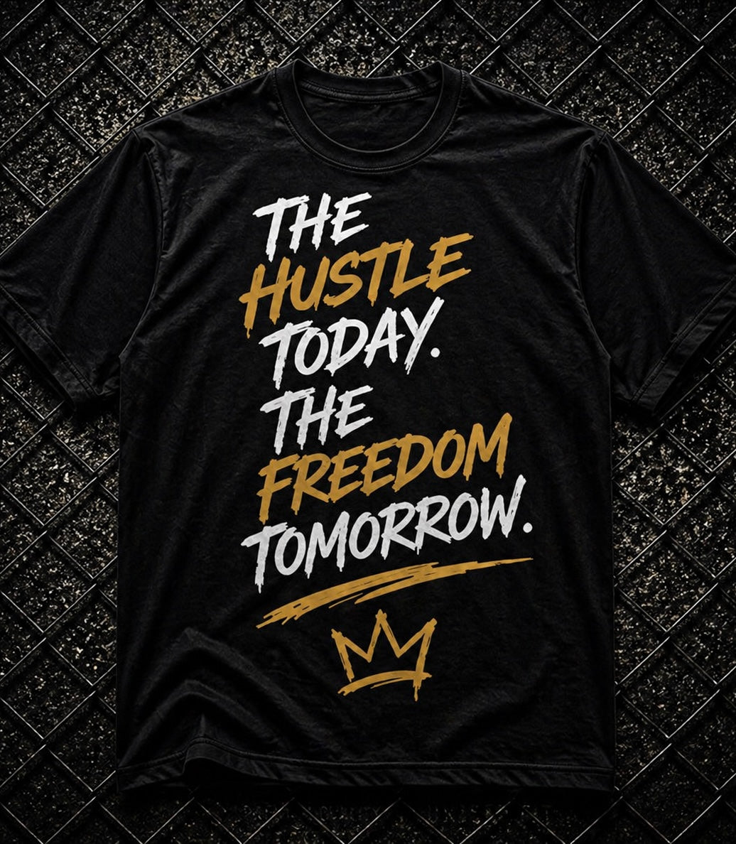 Hustle Today Freedom Tomorrow Tee | FCM Motivational Streetwear Shirt
