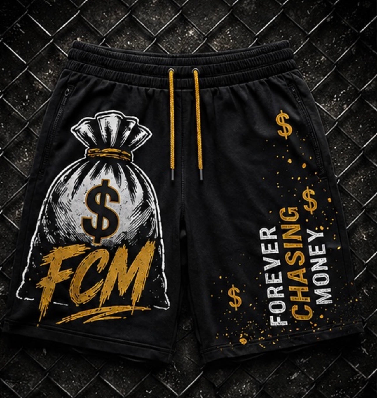 Money Bag FCM Shorts | Forever Chasing Money Streetwear Shorts